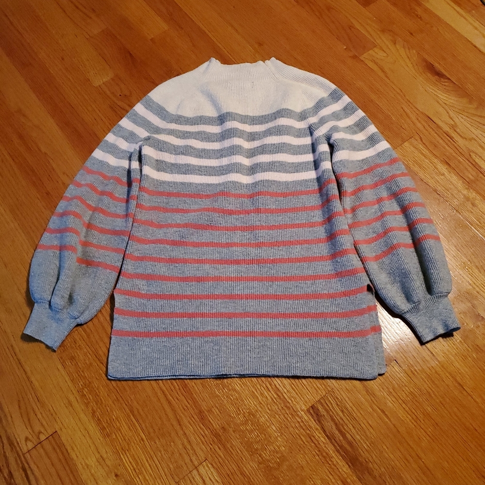 LOFT Ribbed Striped Mock Neck Sweater - Picture 2 of 6